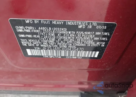 2016 Subaru Forester 2.5I Limited from USA, damaged, VIN JF2SJARCXGH435470